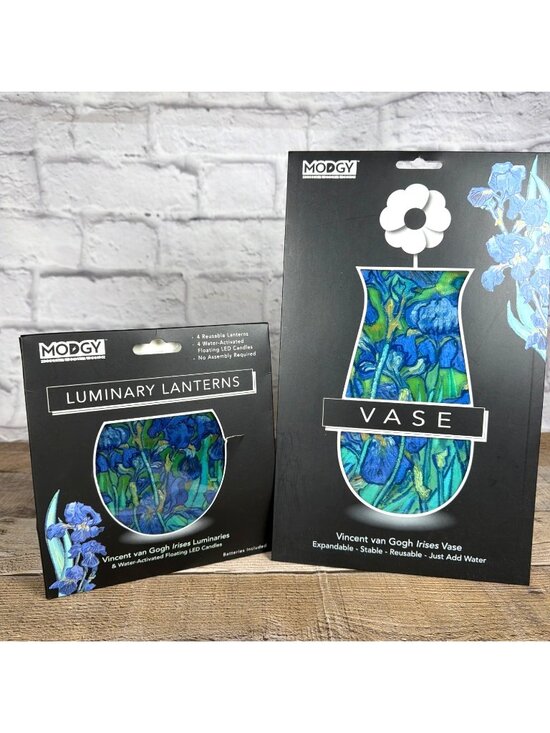 Modgy Other - Blue  Iris Flower Vase Luminary Lantern Set Of 4 Flameless Floating LED Candles